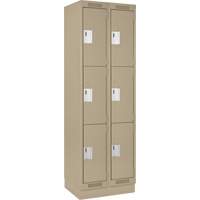 Clean Line Lockers, 3 -tier, Bank of 2, 24" x 18" x 76", Steel, Beige, Rivet (Assembled) Infinity Industrial Services Inc.