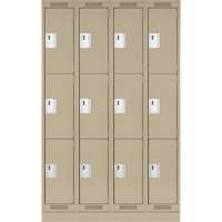 Clean Line Lockers, 3 -tier, Bank of 4, 48" x 18" x 76", Steel, Beige, Rivet (Assembled) Infinity Industrial Services Inc.