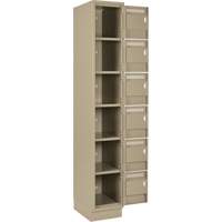 Petits casiers Clean Line, 6 niveaux, Bloc de 4, 48" x 18" x 76", Acier, Beige, Rivet (assembl&eacute;) Infinity Industrial Services Inc.