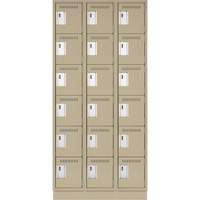 Petits casiers Clean Line, 6 niveaux, Bloc de 3, 36" x 18" x 76", Acier, Beige, Rivet (assembl&eacute;) Infinity Industrial Services Inc.
