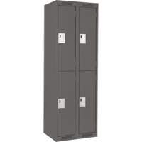 Clean Line Lockers, 2 -tier, Bank of 2, 24" x 18" x 72", Steel, Charcoal, Rivet (Assembled) Infinity Industrial Services Inc.