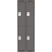 Clean Line Lockers, 2 -tier, Bank of 2, 24" x 18" x 72", Steel, Charcoal, Rivet (Assembled) Infinity Industrial Services Inc.