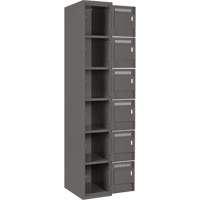 Clean Line Lockerette, 6 -tier, Bank of 4, 48" x 18" x 72", Steel, Charcoal, Rivet (Assembled) Infinity Industrial Services Inc.