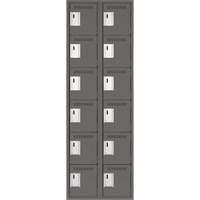 Clean Line Lockerette, 6 -tier, Bank of 2, 24" x 18" x 72", Steel, Charcoal, Rivet (Assembled) Infinity Industrial Services Inc.