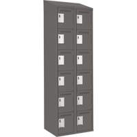 Clean Line Lockerette, 6 -tier, Bank of 2, 24" x 18" x 78", Steel, Charcoal, Rivet (Assembled) Infinity Industrial Services Inc.