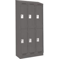 Clean Line Lockers, 2 -tier, Bank of 3, 36" x 18" x 82", Steel, Charcoal, Rivet (Assembled) Infinity Industrial Services Inc.