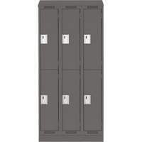 Clean Line Lockers, 2 -tier, Bank of 3, 36" x 18" x 82", Steel, Charcoal, Rivet (Assembled) Infinity Industrial Services Inc.