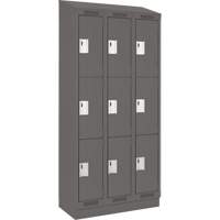Clean Line Lockers, 3 -tier, Bank of 3, 36" x 18" x 82", Steel, Charcoal, Rivet (Assembled) Infinity Industrial Services Inc.