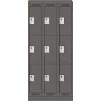 Clean Line Lockers, 3 -tier, Bank of 3, 36" x 18" x 82", Steel, Charcoal, Rivet (Assembled) Infinity Industrial Services Inc.