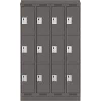 Clean Line Lockers, 3 -tier, Bank of 4, 48" x 18" x 82", Steel, Charcoal, Rivet (Assembled) Infinity Industrial Services Inc.