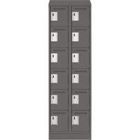 Clean Line Lockerette, 6 -tier, Bank of 2, 24" x 18" x 82", Steel, Charcoal, Rivet (Assembled) Infinity Industrial Services Inc.