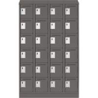 Clean Line Lockerette, 6 -tier, Bank of 4, 48" x 18" x 82", Steel, Charcoal, Rivet (Assembled) Infinity Industrial Services Inc.