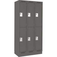 Clean Line Lockers, 2 -tier, Bank of 3, 36" x 18" x 76", Steel, Charcoal, Rivet (Assembled) Infinity Industrial Services Inc.