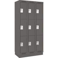 Clean Line Lockers, 3 -tier, Bank of 3, 36" x 18" x 76", Steel, Charcoal, Rivet (Assembled) Infinity Industrial Services Inc.