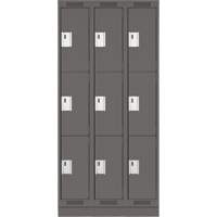Clean Line Lockers, 3 -tier, Bank of 3, 36" x 18" x 76", Steel, Charcoal, Rivet (Assembled) Infinity Industrial Services Inc.
