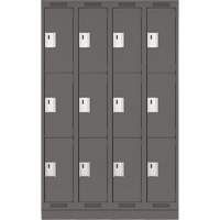 Clean Line Lockers, 3 -tier, Bank of 4, 48" x 18" x 76", Steel, Charcoal, Rivet (Assembled) Infinity Industrial Services Inc.