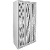 Clean Line Lockers, Bank of 3, 36" x 15" x 72", Steel, Grey, Rivet (Assembled), Perforated Infinity Industrial Services Inc.
