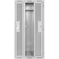 Clean Line Lockers, Bank of 3, 36" x 15" x 72", Steel, Grey, Rivet (Assembled), Perforated Infinity Industrial Services Inc.