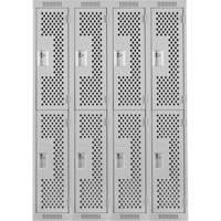 Casiers Clean Line, 2 niveaux, Bloc de 4, 48" x 15" x 72", Acier, Gris, Rivet (assembl&eacute;), Perfor&eacute; Infinity Industrial Services Inc.