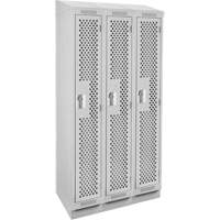 Clean Line Lockers, Bank of 3, 36" x 18" x 82", Steel, Grey, Rivet (Assembled), Perforated Infinity Industrial Services Inc.