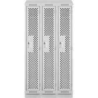 Clean Line Lockers, Bank of 3, 36" x 18" x 82", Steel, Grey, Rivet (Assembled), Perforated Infinity Industrial Services Inc.