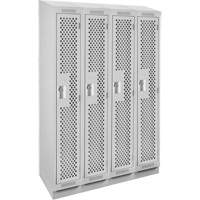Clean Line Lockers, Bank of 4, 48" x 18" x 82", Steel, Grey, Rivet (Assembled), Perforated Infinity Industrial Services Inc.