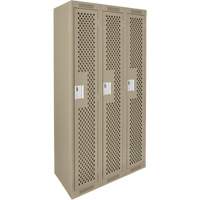 Clean Line Lockers, Bank of 3, 36" x 15" x 72", Steel, Beige, Rivet (Assembled), Perforated Infinity Industrial Services Inc.