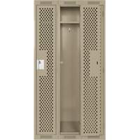 Clean Line Lockers, Bank of 3, 36" x 15" x 72", Steel, Beige, Rivet (Assembled), Perforated Infinity Industrial Services Inc.