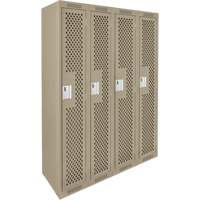 Clean Line Lockers, Bank of 4, 48" x 15" x 72", Steel, Beige, Rivet (Assembled), Perforated Infinity Industrial Services Inc.