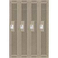 Clean Line Lockers, Bank of 4, 48" x 15" x 72", Steel, Beige, Rivet (Assembled), Perforated Infinity Industrial Services Inc.