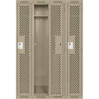 Clean Line Lockers, Bank of 4, 48" x 15" x 72", Steel, Beige, Rivet (Assembled), Perforated Infinity Industrial Services Inc.