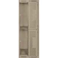 Casiers Clean Line, 2 niveaux, Bloc de 2, 24" x 15" x 72", Acier, Beige, Rivet (assembl&eacute;), Perfor&eacute; Infinity Industrial Services Inc.