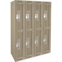 Casiers Clean Line, 2 niveaux, Bloc de 4, 48" x 15" x 72", Acier, Beige, Rivet (assembl&eacute;), Perfor&eacute; Infinity Industrial Services Inc.