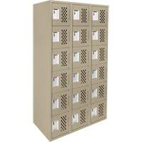 Assembled Lockerettes Clean Line Perforated Economy Lockers, 6 -tier, Bank of 3, 18" x 72" x 12", Steel Infinity Industrial Services Inc.