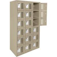 Assembled Lockerettes Clean Line Perforated Economy Lockers, 6 -tier, Bank of 3, 18" x 72" x 12", Steel Infinity Industrial Services Inc.