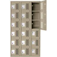 Assembled Lockerettes Clean Line Perforated Economy Lockers, 6 -tier, Bank of 3, 18" x 72" x 12", Steel Infinity Industrial Services Inc.