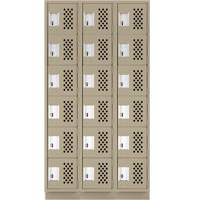 Assembled Lockerettes Clean Line Perforated Economy Lockers, 6 -tier, Bank of 3, 18" x 72" x 12", Steel Infinity Industrial Services Inc.