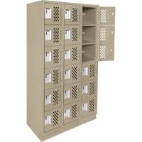 Assembled Lockerettes Clean Line Perforated Economy Lockers, 6 -tier, Bank of 3, 18" x 72" x 12", Steel Infinity Industrial Services Inc.