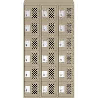 Clean-Line Perforated Lockerette, 6 -tier, Bank of 3, 15" x 72" x 12", Steel Infinity Industrial Services Inc.