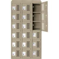 Clean-Line Perforated Lockerette, 6 -tier, Bank of 3, 15" x 72" x 12", Steel Infinity Industrial Services Inc.