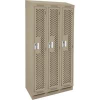 Clean Line Lockers, Bank of 3, 36" x 18" x 82", Steel, Beige, Rivet (Assembled), Perforated Infinity Industrial Services Inc.