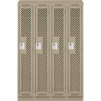 Clean Line Lockers, Bank of 4, 48" x 18" x 82", Steel, Beige, Rivet (Assembled), Perforated Infinity Industrial Services Inc.