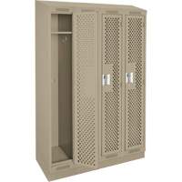 Clean Line Lockers, Bank of 4, 48" x 18" x 82", Steel, Beige, Rivet (Assembled), Perforated Infinity Industrial Services Inc.