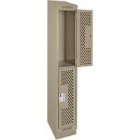 Casiers Clean Line, 2 niveaux, 12" x 15" x 82", Acier, Beige, Rivet (assembl&eacute;), Perfor&eacute; Infinity Industrial Services Inc.