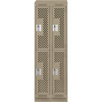Casiers Clean Line, 2 niveaux, Bloc de 2, 24" x 15" x 82", Acier, Beige, Rivet (assembl&eacute;), Perfor&eacute; Infinity Industrial Services Inc.