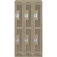Clean Line Lockers, 2 -tier, Bank of 3, 36" x 15" x 82", Steel, Beige, Rivet (Assembled), Perforated Infinity Industrial Services Inc.