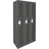 Clean Line Lockers, Bank of 3, 36" x 15" x 72", Steel, Charcoal, Rivet (Assembled), Perforated Infinity Industrial Services Inc.