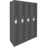 Clean Line Lockers, Bank of 4, 48" x 15" x 72", Steel, Charcoal, Rivet (Assembled), Perforated Infinity Industrial Services Inc.