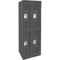 Clean Line Lockers, 2 -tier, Bank of 2, 24" x 15" x 72", Steel, Charcoal, Rivet (Assembled), Perforated Infinity Industrial Services Inc.