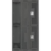 Clean Line Lockers, 2 -tier, Bank of 3, 36" x 15" x 72", Steel, Charcoal, Rivet (Assembled), Perforated Infinity Industrial Services Inc.